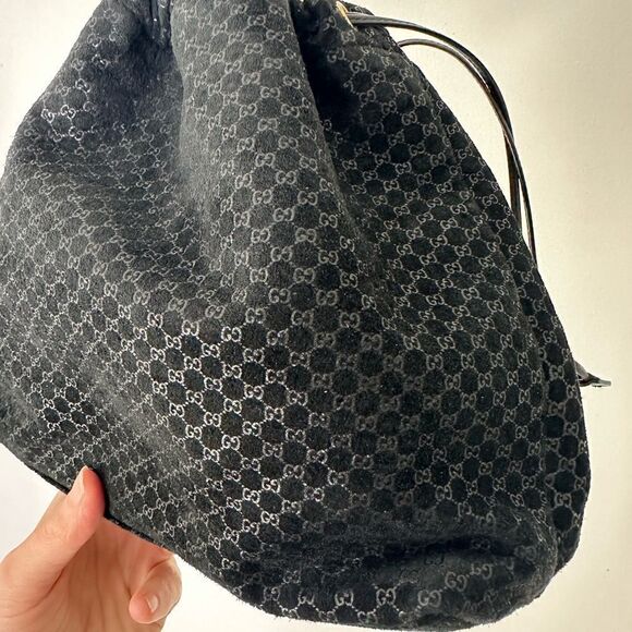 Vintage Gucci GG Suede Pouch Handbag - Picture 8 of 9